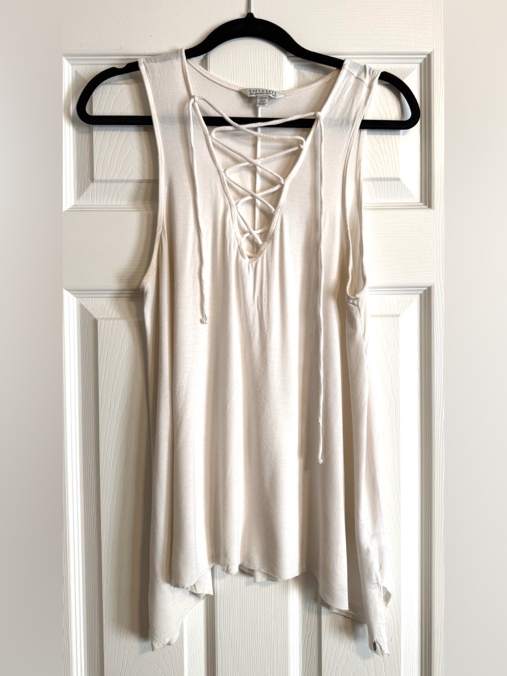 American Eagle Outfitters Ivory Lace-Up Tank Top